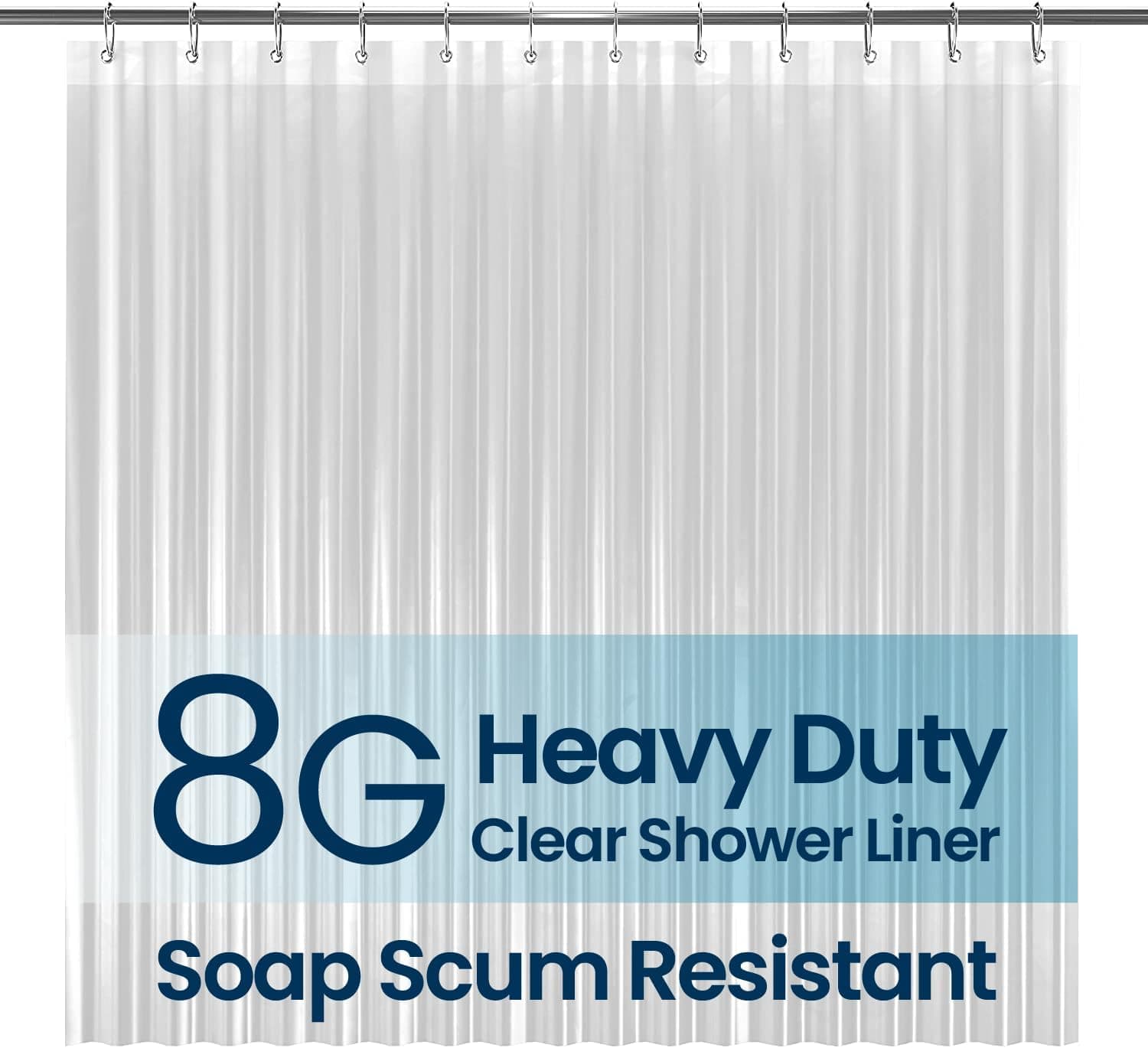 LiBa Bathroom Shower Curtain Waterproof PEVA Non-Toxic, Clear 72x72