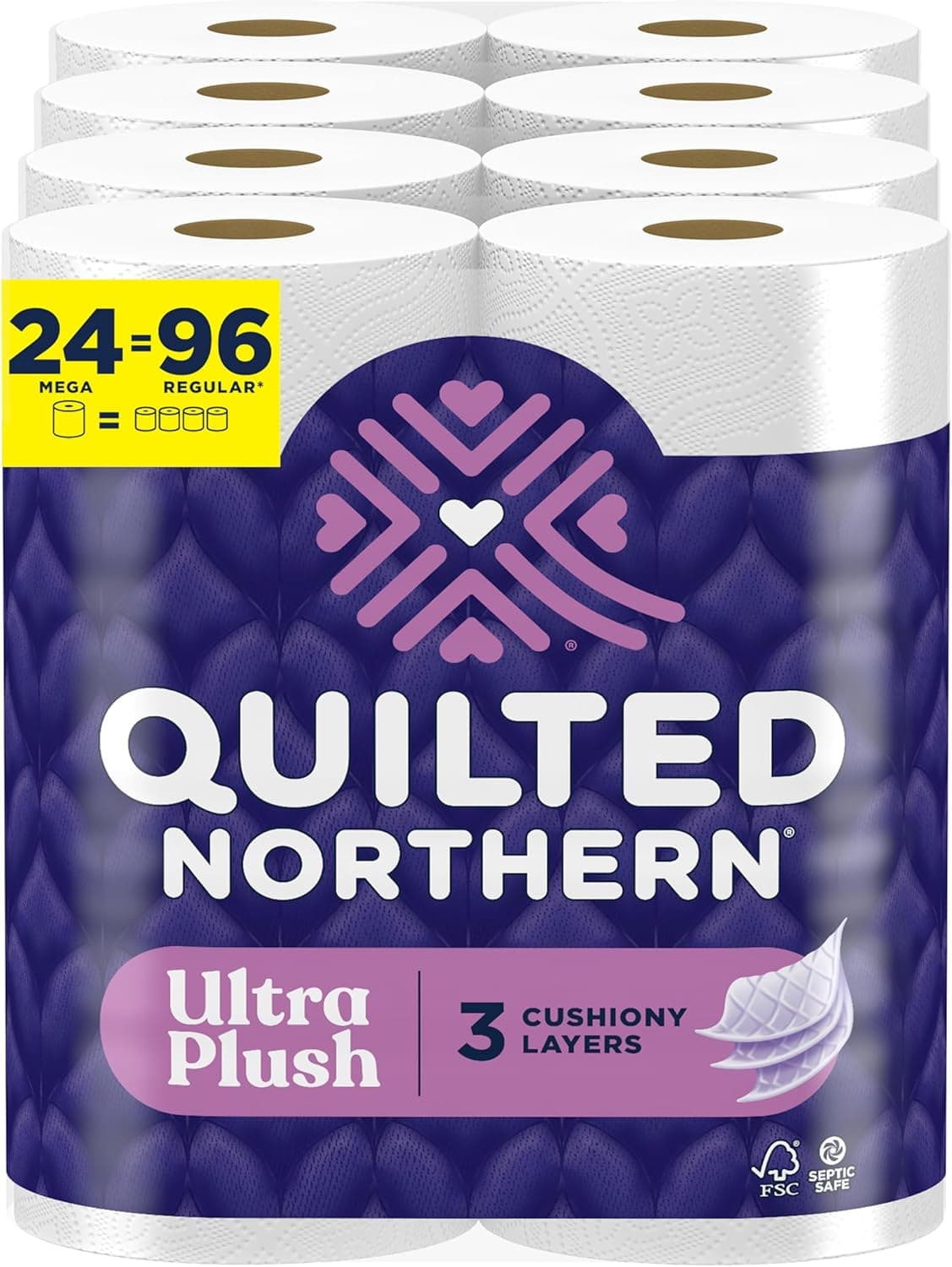 Quilted Northern Ultra Plush Toilet Paper, 24 Mega Rolls = 96 Regular Rolls
